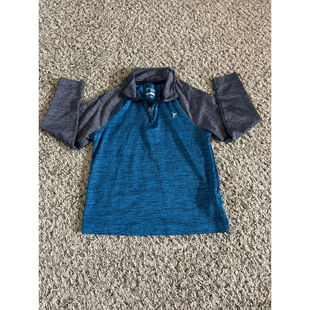 Old Navy Active Boys Blue Gray Long Sleeve Quart zip Pull Over Size XS (5)